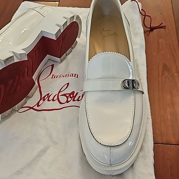 Christian Louboutin Loafer Patent Leather Rubber Sole Brunch Spring Wedding 40 - Picture 2 of 9